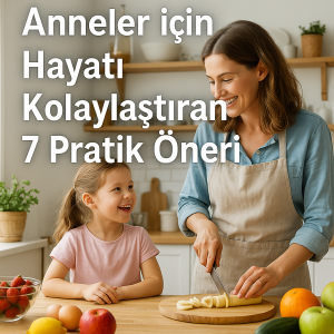 Anne ve çocuk mutfakta zaman geçiriyor